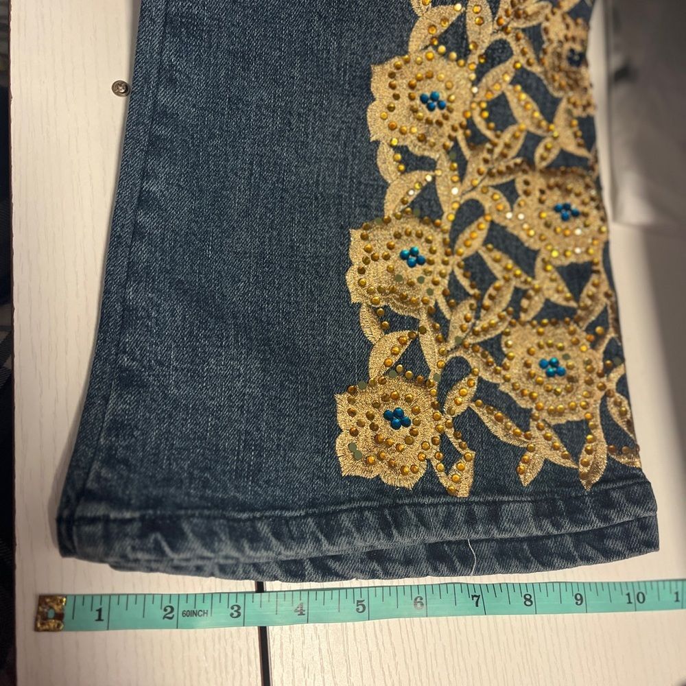 NWOT Cache Blue Denim Jeans Vintage Embroidered Bootcut Y2K Sz 8 - READ - Picture 10 of 11